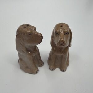 Golden Retriever Dogs Salt And Pepper Shaker Set With Stoppers Made In Japan Vtg